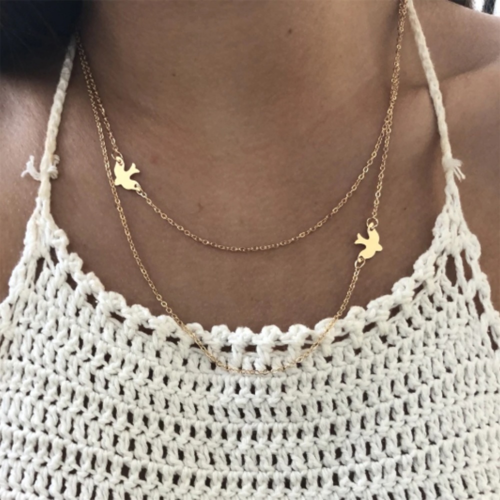 "Migration Season" Bird Boho Cute Layered Necklace - Picture 4 of 5